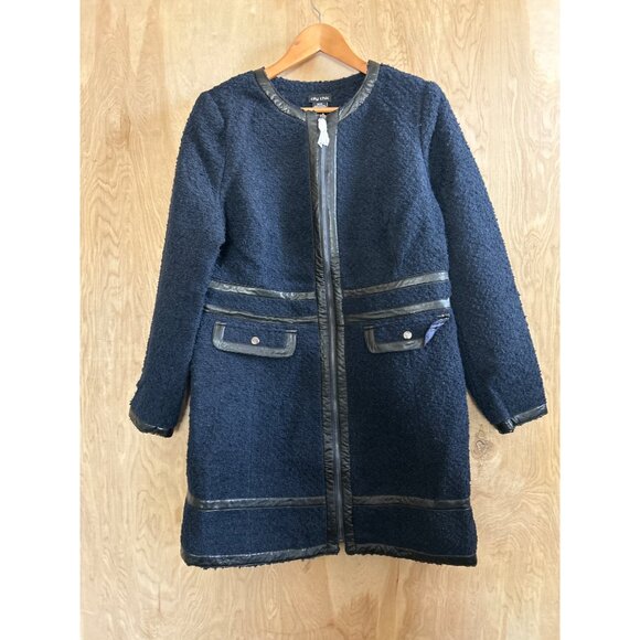 City Chic Winter Escape Coat Navy Blue Longline Jacket Women’s Size 14 - Picture 1 of 14